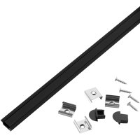 Профиль встраиваемый 22x7мм 2м General ЧЕРНЫЙ+ЧЕРНЫЙ РАССЕИВАТЕЛЬ комплект (100)