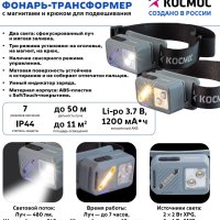 Фонарь налобный аккумуляторный Космос 850 3Вт+2х3Вт+красный сенсор 1200мАч (20/120)