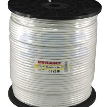 Кабель RG-6U 75 Ом CCS/Al/Al 64% Rexant белый (305)