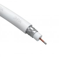 Кабель RG-6U, 75 Ом, CCS/(оплётка Al 32%), PVC белый 100м Эра SIMPLE (1)