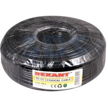 Кабель RG-6U внешний 75 Ом CCS/Al/Al 64% Rexant черный (100)