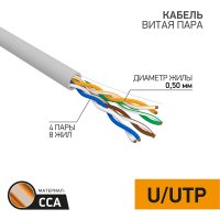 Кабель UTP-5e 4x2x0.5 омедненный 50м Proconnect (50)