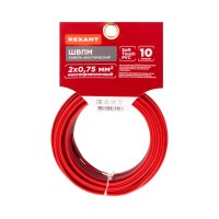 Кабель акустический 2х0.75 красно-черный 10м Rexant (100/600)