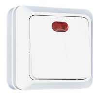 Выключатель Парма 1-кл ОП подсв белый Omnyx (10/200)