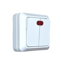 Выключатель Парма 2-кл ОП подсв белый Omnyx (10/200)