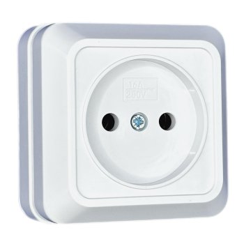 Розетка Парма 1-ая ОП без заземления белый Omnyx (10/200)