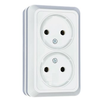 Розетка Парма 2-ая ОП без заземления белый Omnyx (10/200)