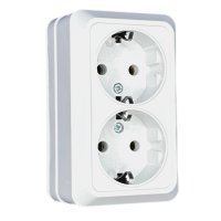 Розетка Парма 2-ая ОП заземление белый Omnyx (8/160)