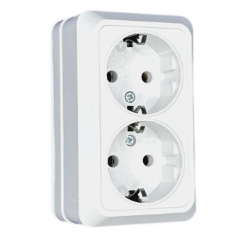 Розетка Парма 2-ая ОП заземление белый Omnyx (8/160)