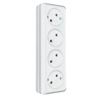 Розетка Парма 4-ая ОП без заземления белый Omnyx (4/80)