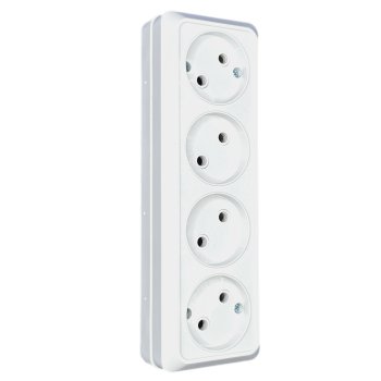 Розетка Парма 4-ая ОП без заземления белый Omnyx (4/80)