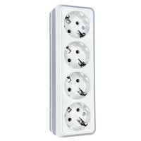 Розетка Парма 4-ая ОП заземление белый Omnyx (3/60)