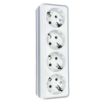 Розетка Парма 4-ая ОП заземление белый Omnyx (3/60)