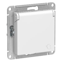 Механизм розетки Atlas 1-ая с заземлением шторки крышка белый (15)