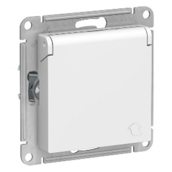 Механизм розетки Atlas 1-ая с заземлением шторки крышка белый (15)