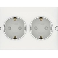 Розетка AtlasDesign 2-ая с заземлением шторки сдвижная крышка белый (6)