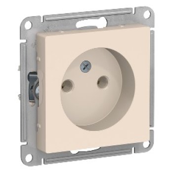 Механизм розетки Atlas 1-ая без заземления бежевый (20)