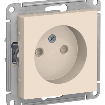 Механизм розетки Atlas 1-ая без заземления шторки бежевый (20)
