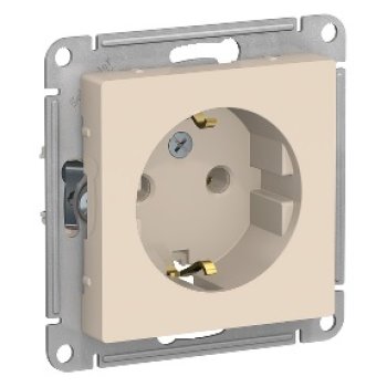 Механизм розетки Atlas 1-ая с заземлением бежевый (20/160)