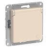 Механизм розетки Atlas 1-ая с заземлением шторки крышка бежевый (15)
