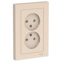 Розетка Atlas 2-ая без заземления в сборе бежевый (15)