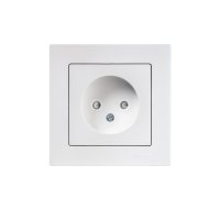 Розетка AtlasDesign 1-ая без заземления шторки жемчуг (10)