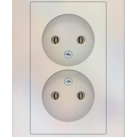 Розетка Atlas 2-ая без заземления в сборе жемчуг (6)