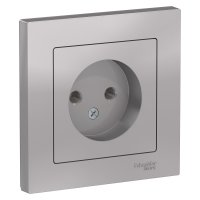 Розетка Atlas 1-ая без заземления алюминий (10)