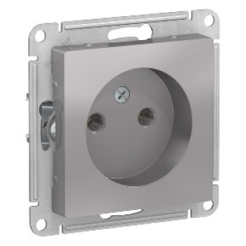 Механизм розетки AtlasDesign 1-ая без заземления алюминий (10/60)