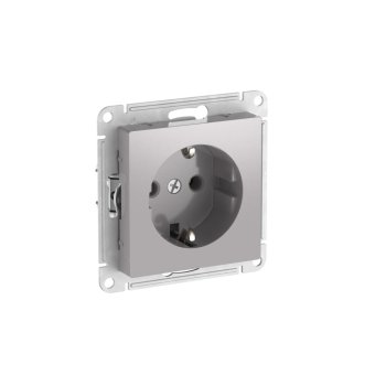 Механизм розетки AtlasDesign 1-ая с заземлением быстрозажимные клеммы алюминий (10/60)