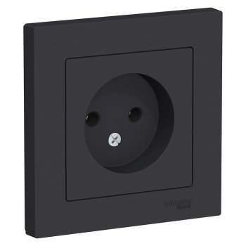 Розетка Atlas 1-ая без заземления карбон (5/20)