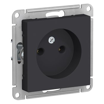 Механизм розетки Atlas 1-ая без заземления карбон (5/20)