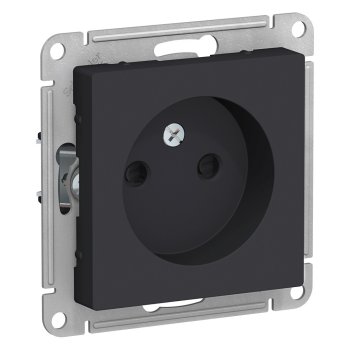 Механизм розетки AtlasDesign 1-ая без заземления шторки карбон (5/20)