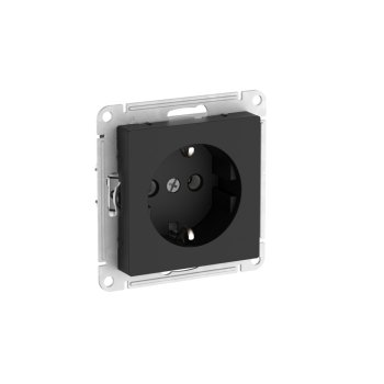 Механизм розетки AtlasDesign 1-ая с заземлением быстрозажимные клеммы карбон (20/160)