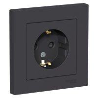 Розетки Atlas 1-ая с заземлением шторки карбон (5/20)