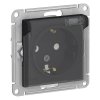 Механизм розетки Atlas 1-ая с заземлением шторки крышка IP44 карбон (5)