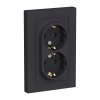 Розетка Atlas 2-ая с заземлением карбон (6/36)