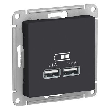 Механизм розетки Atlas USB карбон (10)
