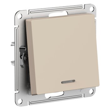 Механизм выключателя Atlas 1кл подсветка песочный (5/20)