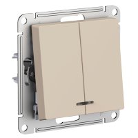 Механизм выключателя AtlasDesign 2кл подсветка песочный (5)