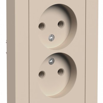 Розетка Atlas 2-ая без заземления песочный (6)