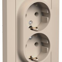 Розетка Atlas 2-ая с заземлением песочный (6)