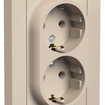 Розетка Atlas 2-ая с заземлением песочный (6)