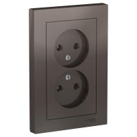 Розетка AtlasDesign 2-ая без заземления мокко (6)