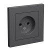 Розетка Atlas 1-ая без заземления базальт (5/20)
