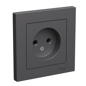 Розетка Atlas 1-ая без заземления базальт (5/20)
