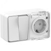 Блок Atlas Profi54 2кл+розетка IP54 с заземлением шторки белый (8)