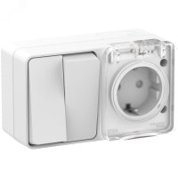 Блок Atlas Profi54 2кл+розетка IP54 с заземлением шторки белый (8)