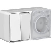 Блок AtlasDesign Profi54 2кл+розетка IP54 с заземлением шторки серый (6)