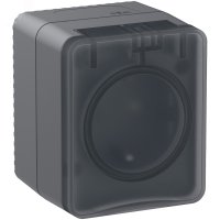 Розетка Atlas Profi54 1-ая IP54 с заземлением шторки антрацит